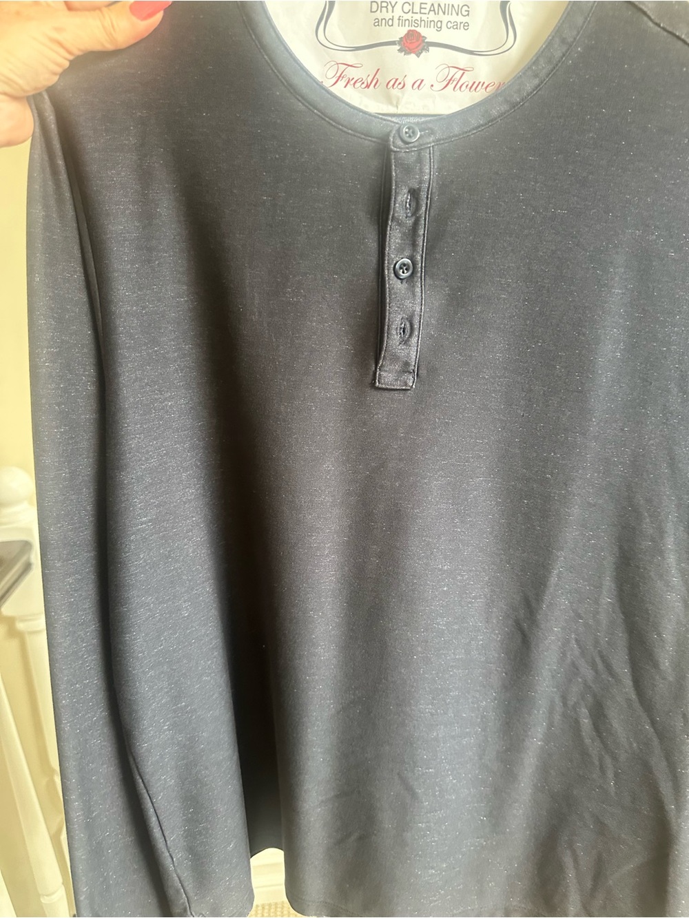 Robert Barakett Men's Long Sleeve Henley in Charcoal Gray